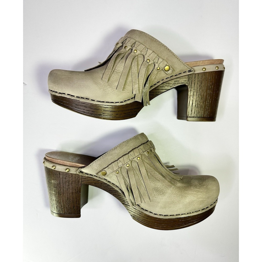 Dansko Deni Fringe Mule Clogs Women's US Size 9 / EU40 Suede Leather Shoes Gray - Picture 3 of 9
